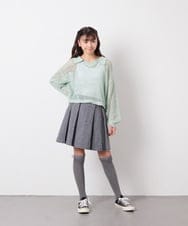 KJHFD30039 a.v.v KIDS(アー・ヴェ・ヴェ) [120-160]ビジューデニムプリーツスカート ライトグレー