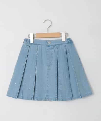 KJHFD30039 a.v.v KIDS [120-160]ビジューデニムプリーツスカート