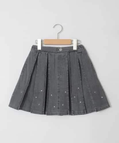KJHFD30039 a.v.v KIDS [120-160]ビジューデニムプリーツスカート