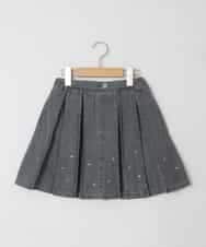 KJHFD30039 a.v.v KIDS(アー・ヴェ・ヴェ) [120-160]ビジューデニムプリーツスカート ライトグレー