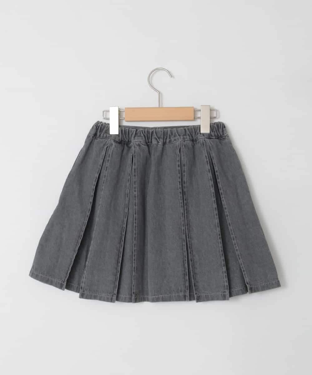 KJHFD30039 a.v.v KIDS(アー・ヴェ・ヴェ) [120-160]ビジューデニムプリーツスカート ライトグレー