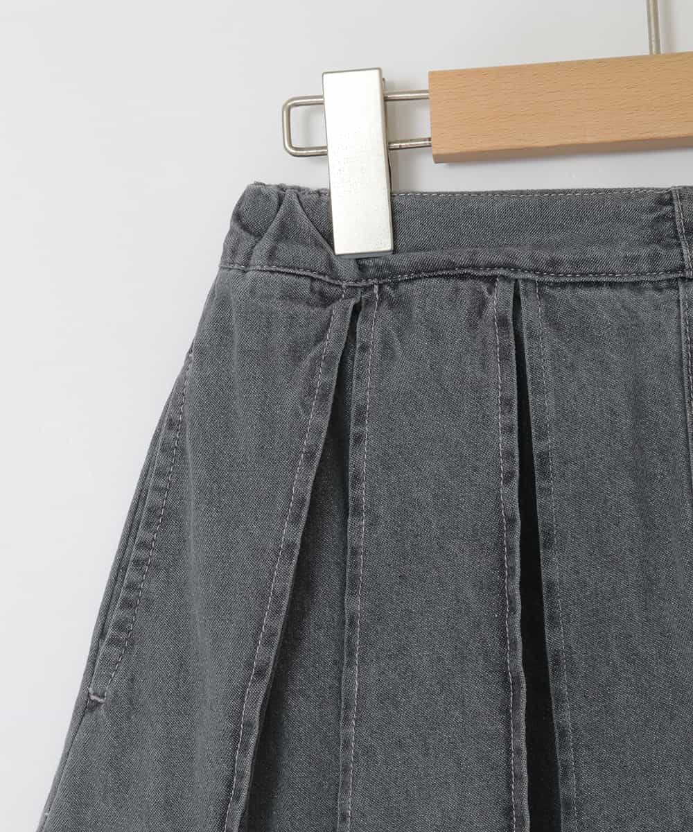 KJHFD30039 a.v.v KIDS(アー・ヴェ・ヴェ) [120-160]ビジューデニムプリーツスカート ライトグレー