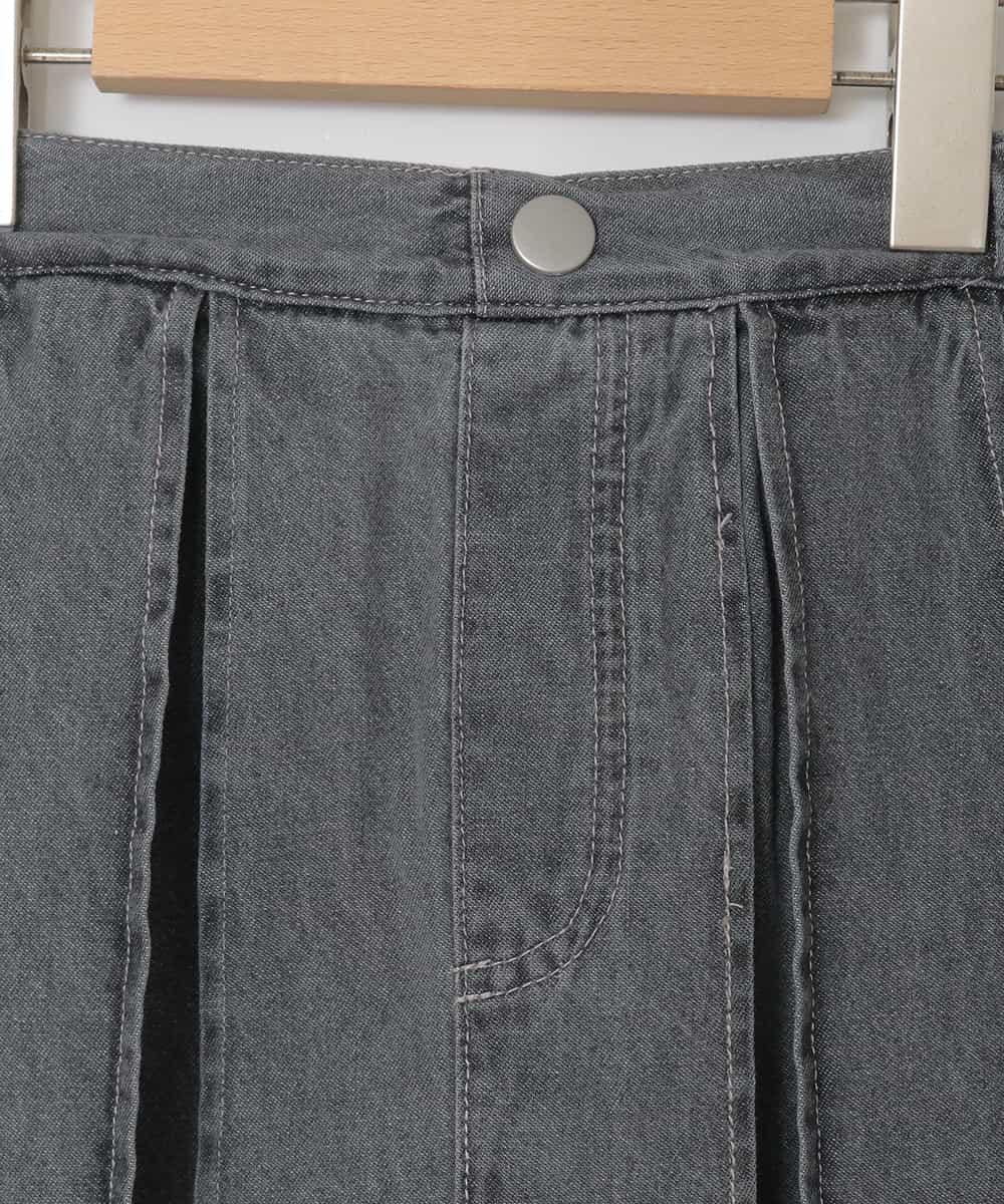 KJHFD30039 a.v.v KIDS(アー・ヴェ・ヴェ) [120-160]ビジューデニムプリーツスカート ライトグレー