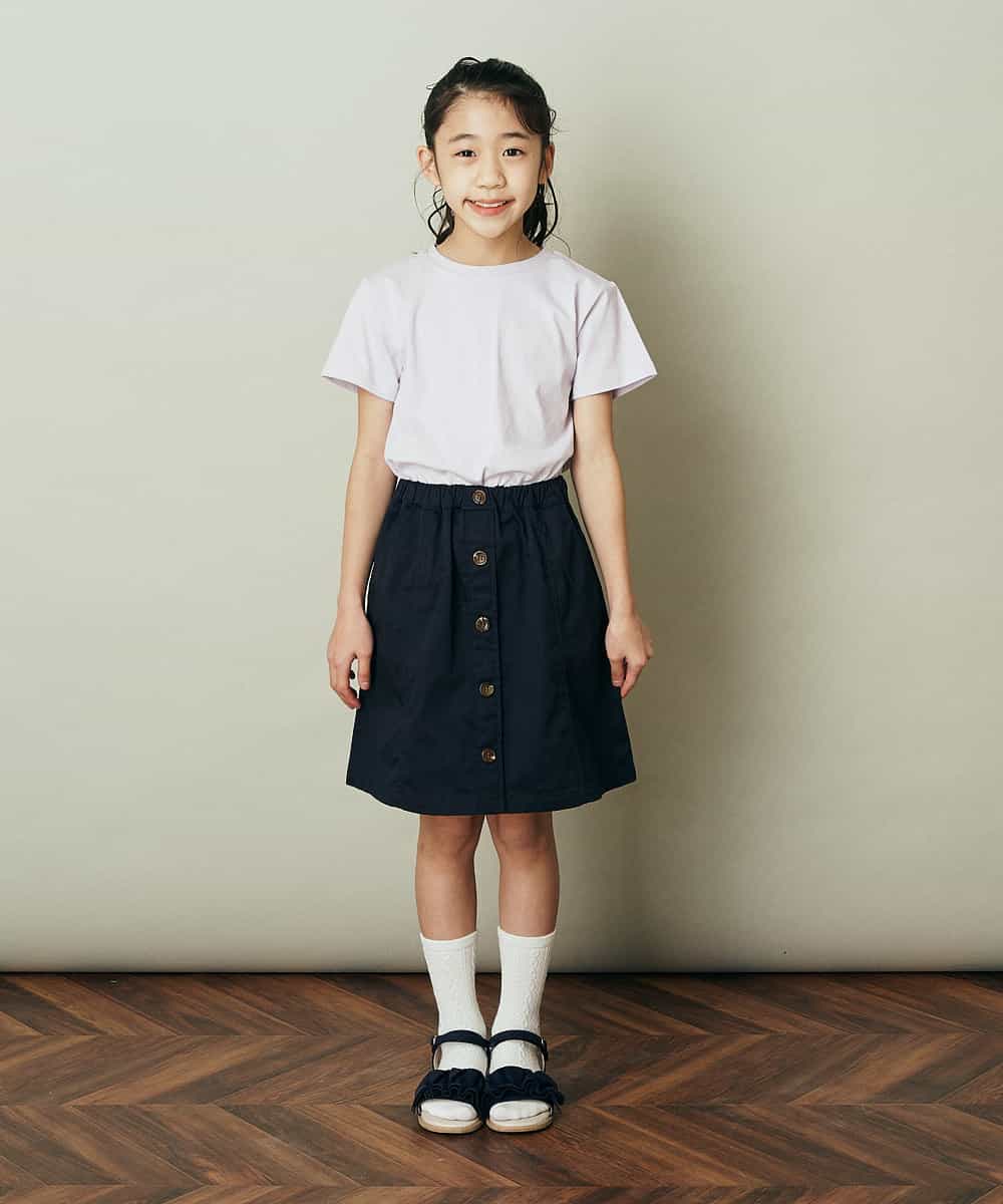 KJHFP40029 a.v.v KIDS(アー・ヴェ・ヴェ) [100-130]フロントボタンスカート ネイビー