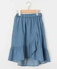 KJHGD60034 a.v.v KIDS(アー・ヴェ・ヴェ) [100-130]サッシュリボン付フリルラップ風スカート[WEB限定サイズ] ブルー