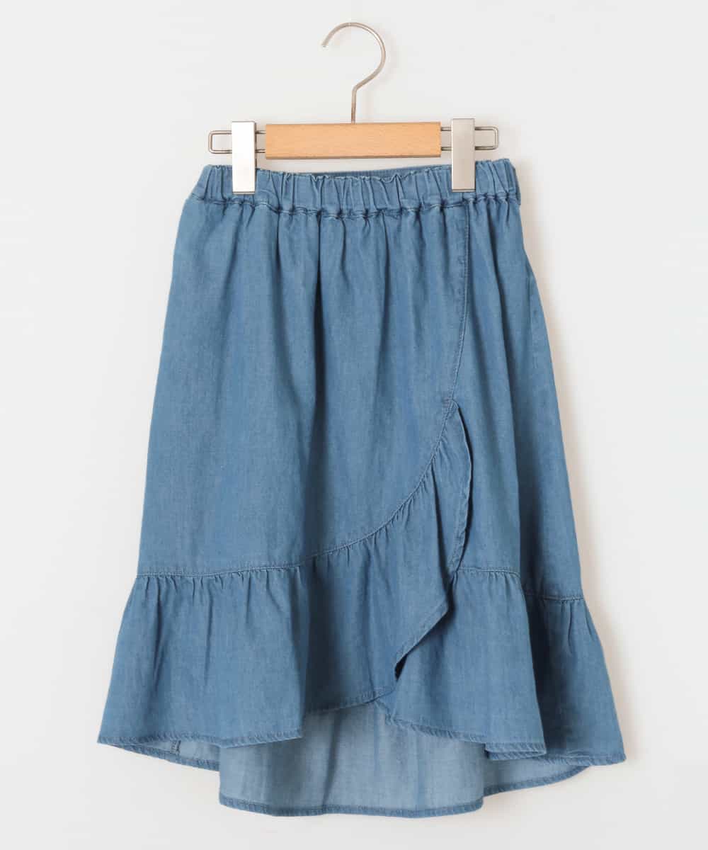 KJHGD60034 a.v.v KIDS(アー・ヴェ・ヴェ) [100-130]サッシュリボン付フリルラップ風スカート[WEB限定サイズ] ブルー