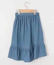 KJHGD60034 a.v.v KIDS(アー・ヴェ・ヴェ) [100-130]サッシュリボン付フリルラップ風スカート[WEB限定サイズ] ブルー