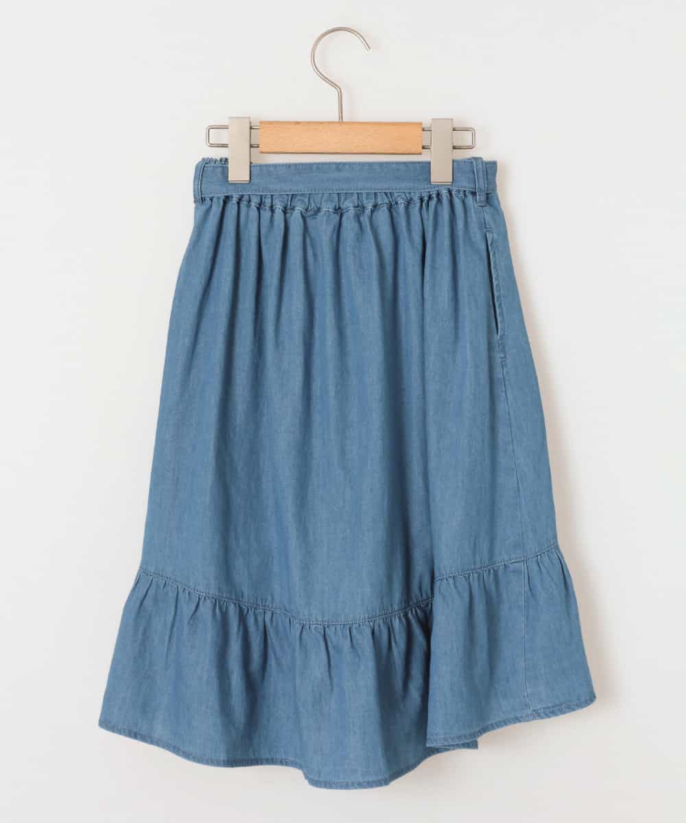 KJHGD60034 a.v.v KIDS(アー・ヴェ・ヴェ) [100-130]サッシュリボン付フリルラップ風スカート[WEB限定サイズ] ブルー