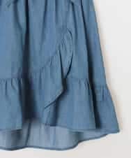 KJHGD60034 a.v.v KIDS(アー・ヴェ・ヴェ) [100-130]サッシュリボン付フリルラップ風スカート[WEB限定サイズ] ブルー