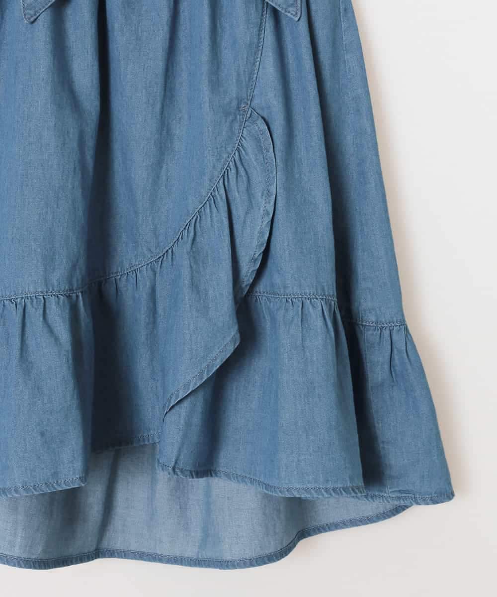 KJHGD60034 a.v.v KIDS(アー・ヴェ・ヴェ) [100-130]サッシュリボン付フリルラップ風スカート[WEB限定サイズ] ブルー