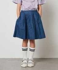 KJHGS01019 a.v.v KIDS(アー・ヴェ・ヴェ) [100-130]タックフレアスカート デニム