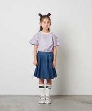 KJHGS01019 a.v.v KIDS(アー・ヴェ・ヴェ) [100-130]タックフレアスカート デニム