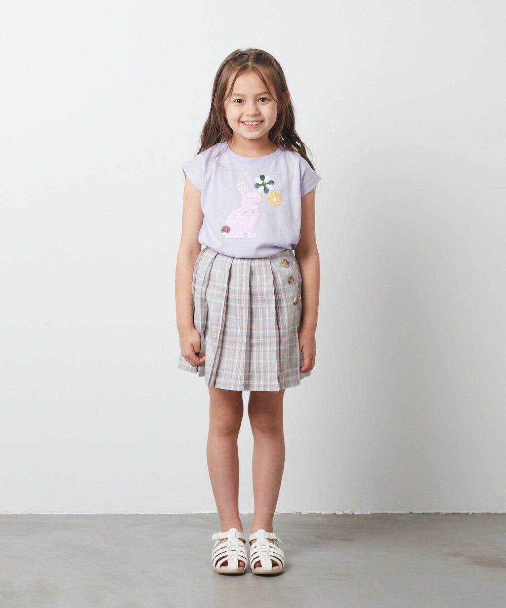 KJHGS02029 a.v.v KIDS(アー・ヴェ・ヴェ) [110-130]チェックプリーツスカート ピンク