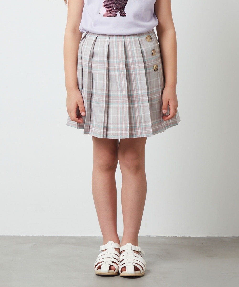 KJHGS02029 a.v.v KIDS(アー・ヴェ・ヴェ) [110-130]チェックプリーツスカート ピンク