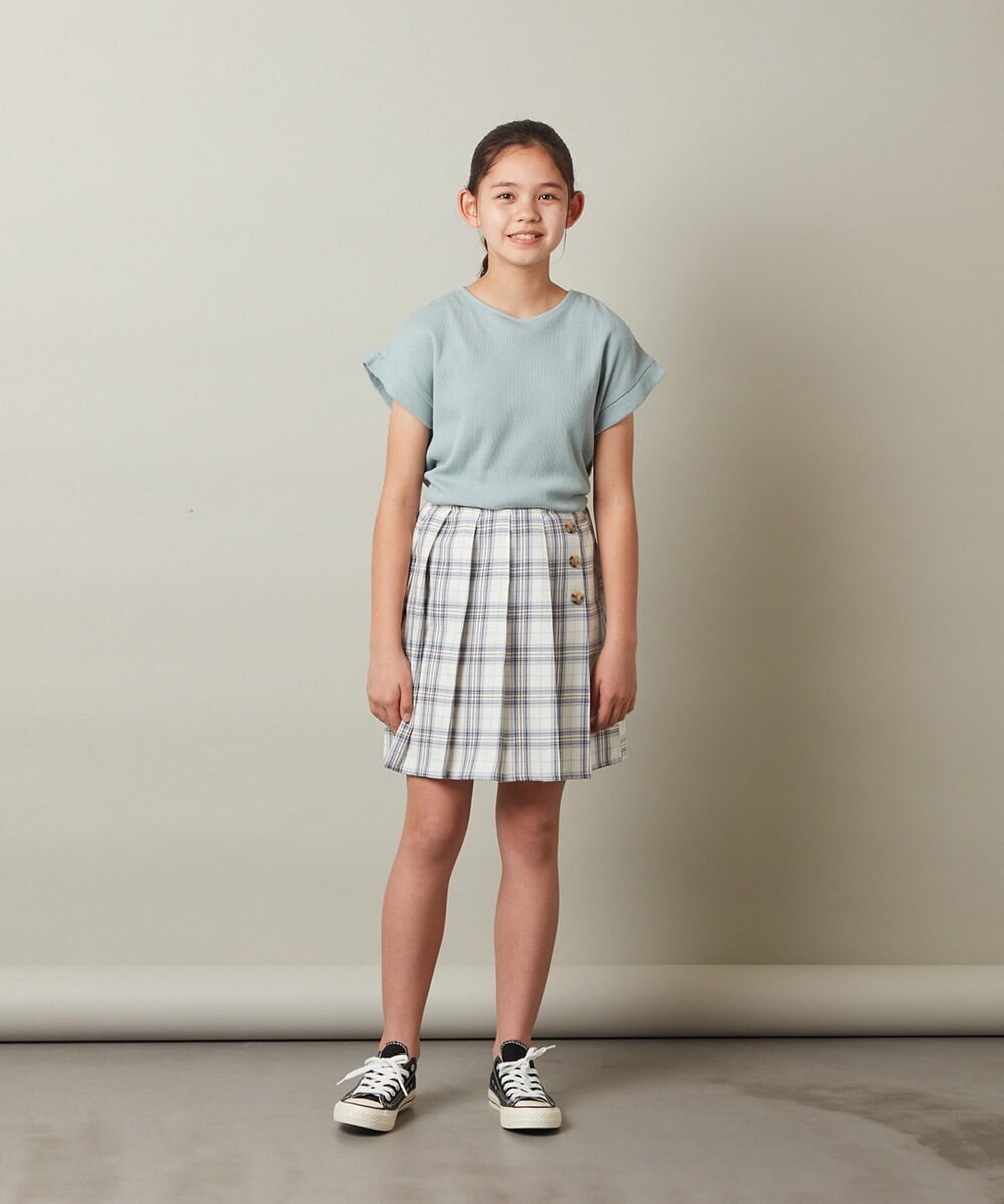 KJHGT02034 a.v.v KIDS(アー・ヴェ・ヴェ) [140-150]チェックプリーツスカート アイボリー