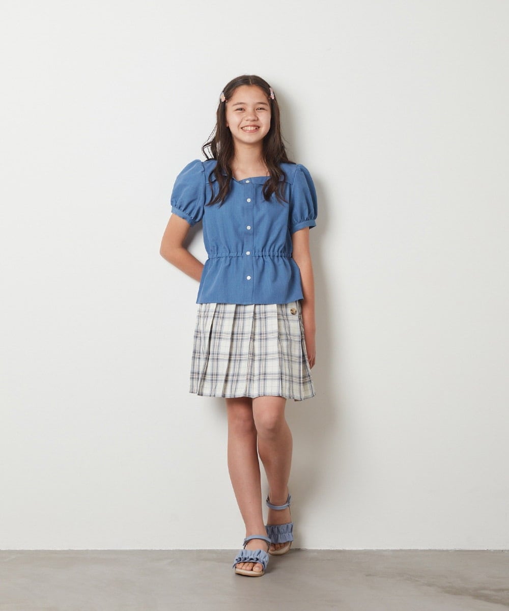 KJHGT02034 a.v.v KIDS(アー・ヴェ・ヴェ) [140-150]チェックプリーツスカート アイボリー