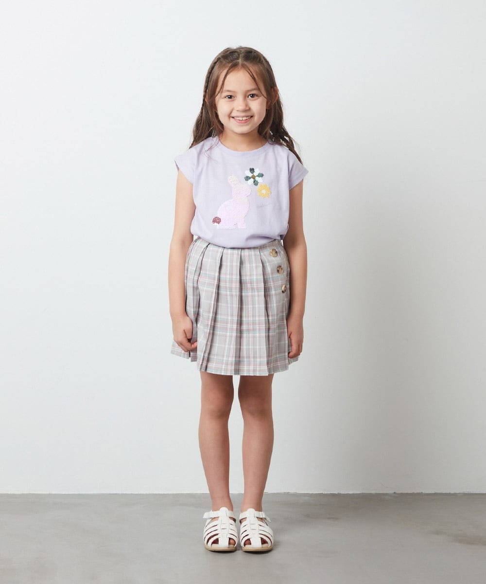 KJHGT02034 a.v.v KIDS(アー・ヴェ・ヴェ) [140-150]チェックプリーツスカート アイボリー