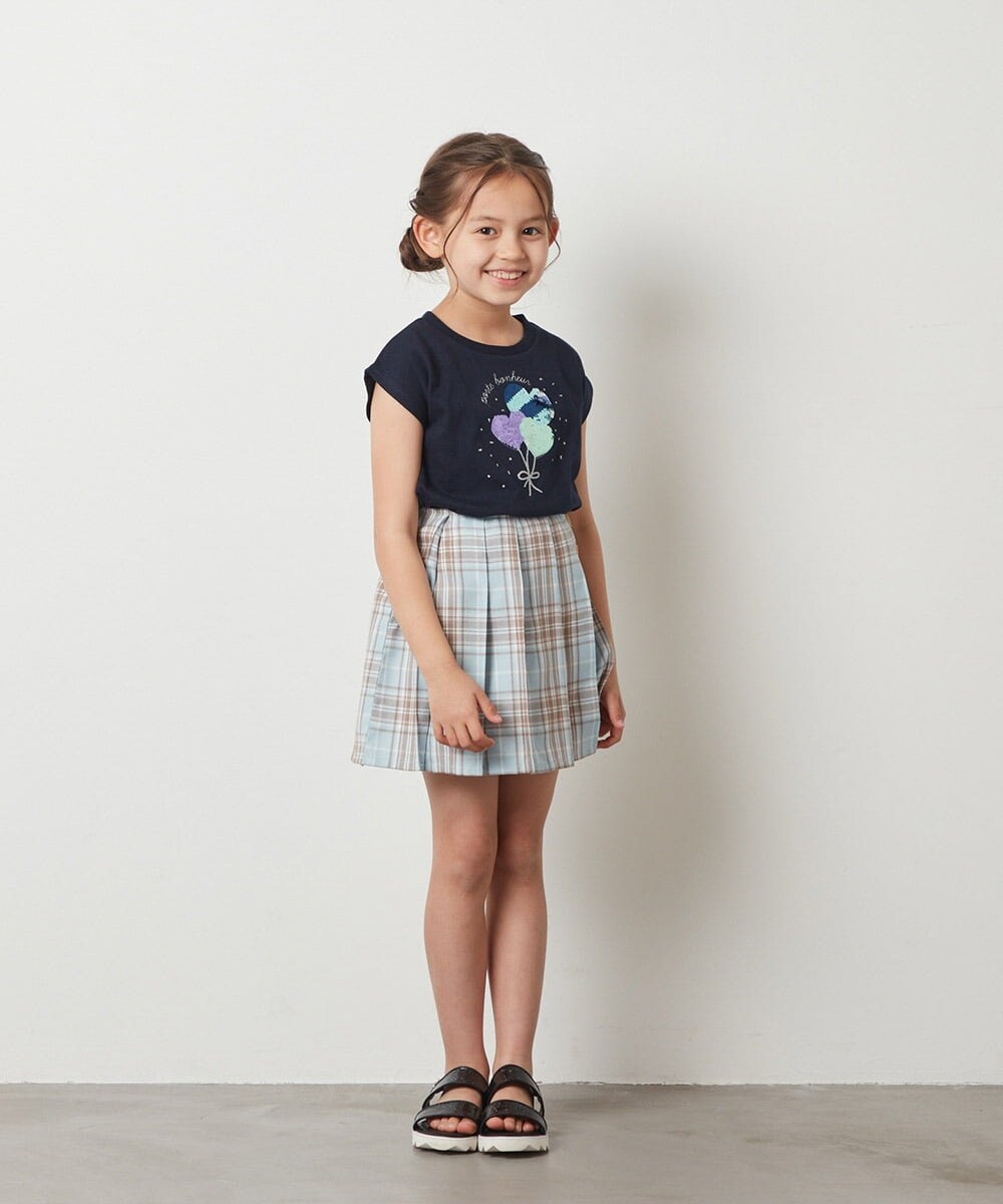 KJHGT02034 a.v.v KIDS(アー・ヴェ・ヴェ) [140-150]チェックプリーツスカート アイボリー