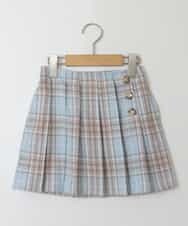 KJHGT02034 a.v.v KIDS(アー・ヴェ・ヴェ) [140-150]チェックプリーツスカート ライトブルー