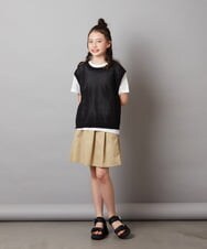 KJHGW01034 a.v.v KIDS(アー・ヴェ・ヴェ) [140-150]タック＆ギャザーフレアスカート ベージュ