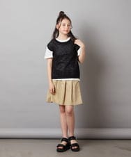 KJHGW01034 a.v.v KIDS(アー・ヴェ・ヴェ) [140-150]タック＆ギャザーフレアスカート ベージュ