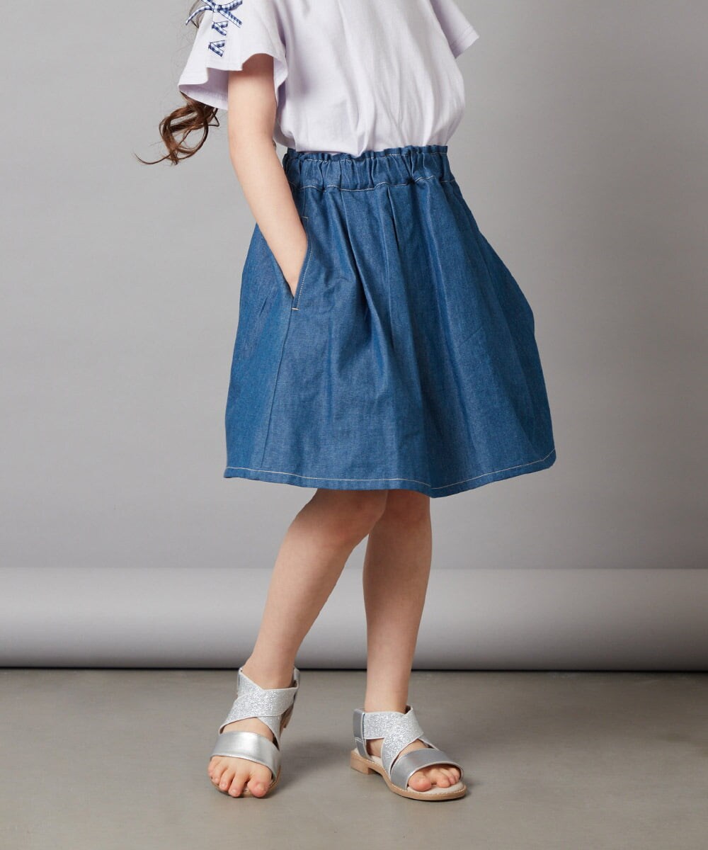 KJHGX01039 a.v.v KIDS(アー・ヴェ・ヴェ) [160]タック＆ギャザーフレアスカート ベージュ