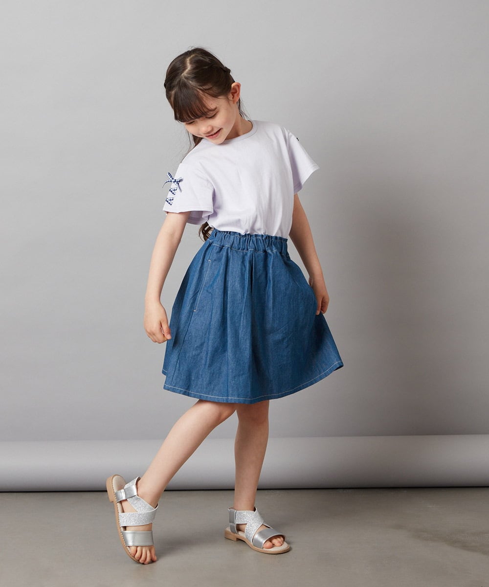 KJHGX01039 a.v.v KIDS(アー・ヴェ・ヴェ) [160]タック＆ギャザーフレアスカート ベージュ
