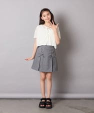 KJHHA18039 a.v.v KIDS(アー・ヴェ・ヴェ) [120-160]［インパン付］フロントレースアップスカート グレー