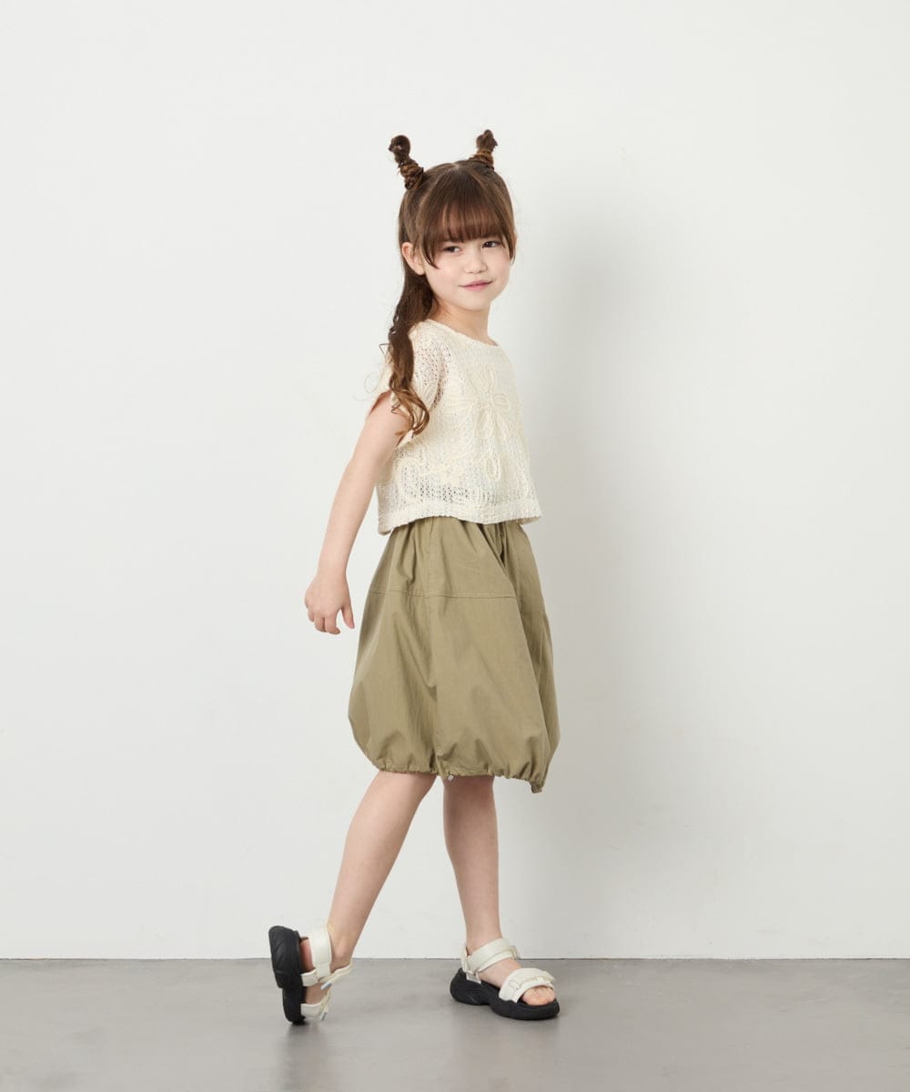 KJHHD75039 a.v.v KIDS(アー・ヴェ・ヴェ) [130-160]【冷感/速乾】裾ドロストスカート カーキ