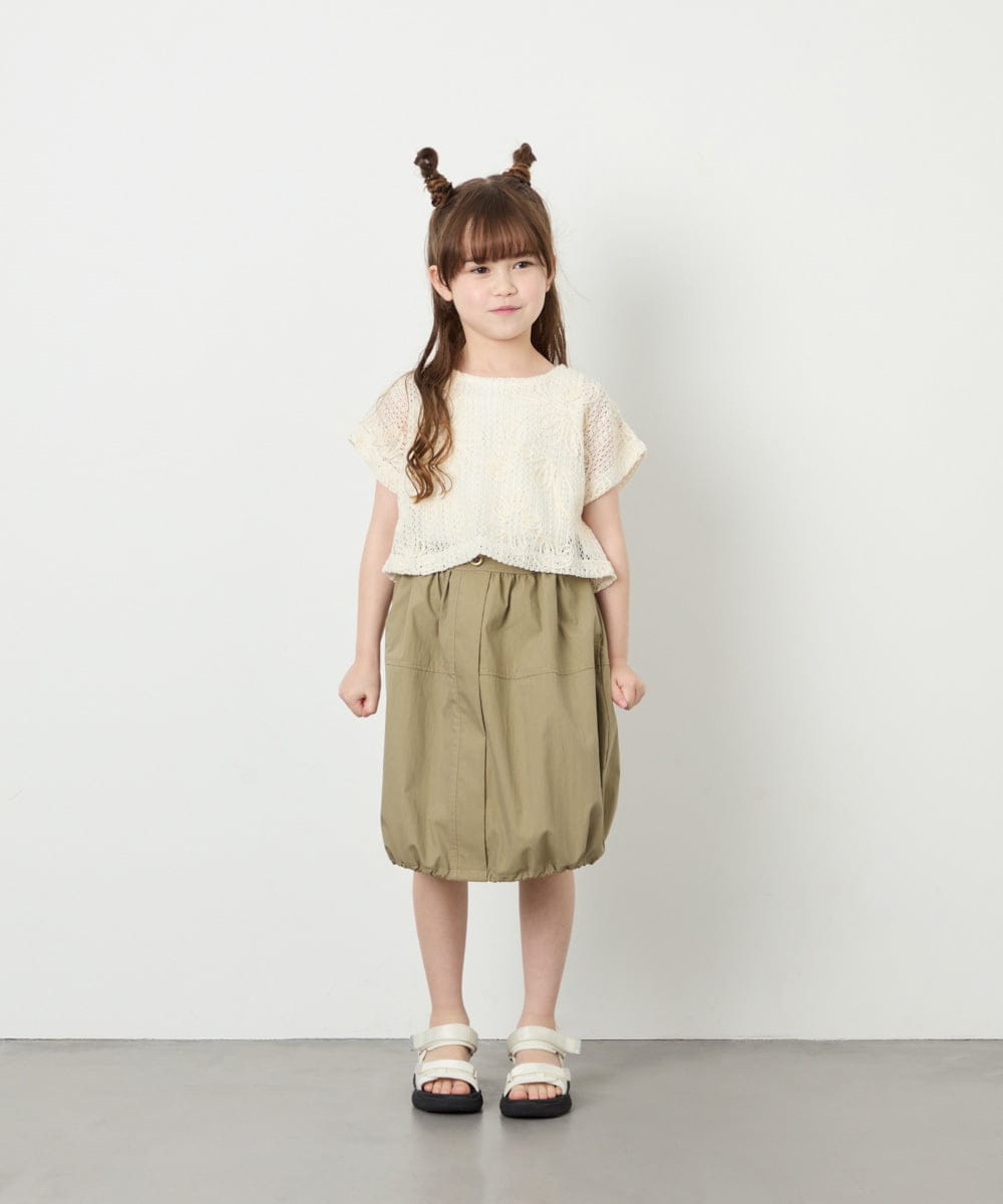 KJHHD75039 a.v.v KIDS(アー・ヴェ・ヴェ) [130-160]【冷感/速乾】裾ドロストスカート カーキ
