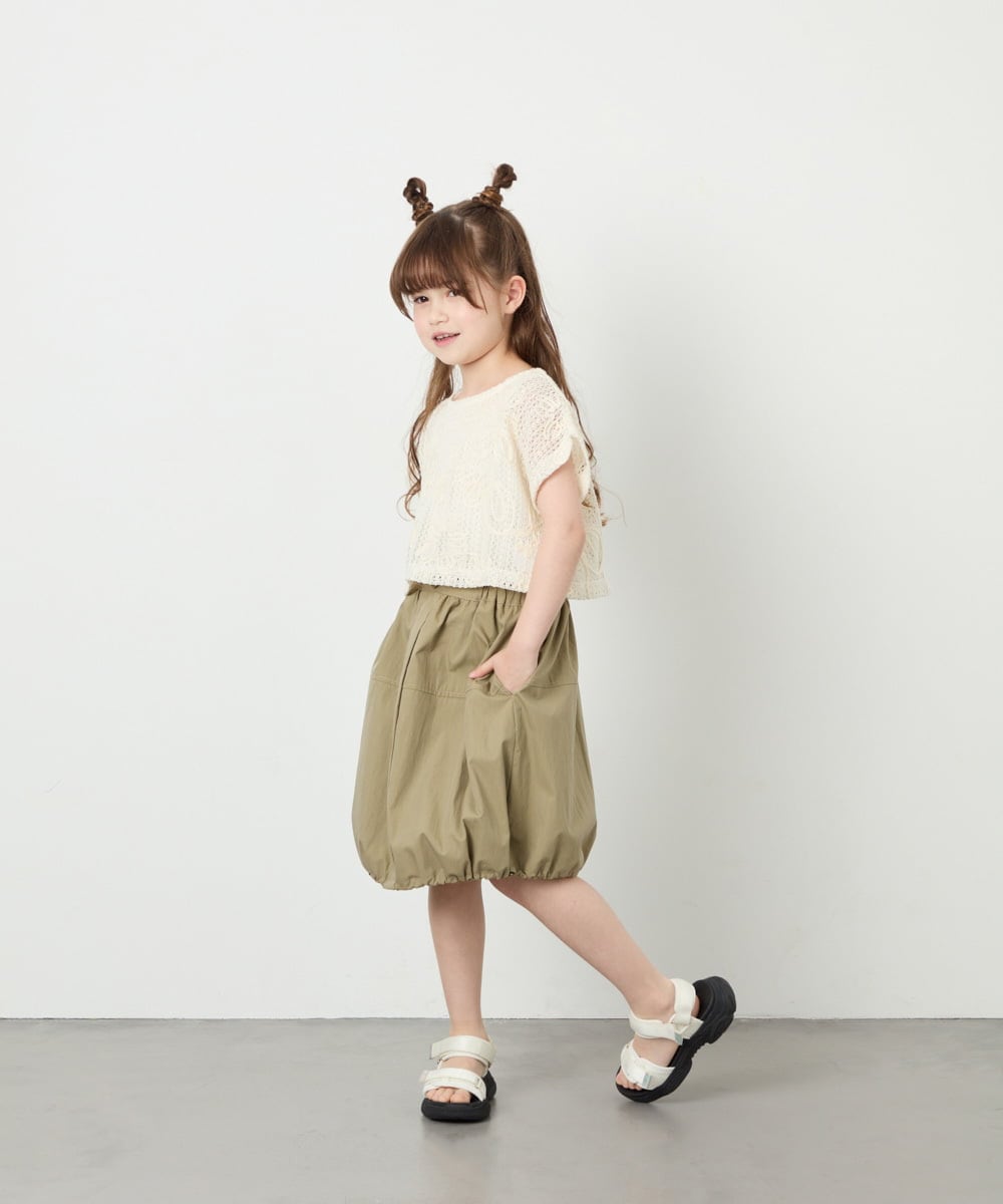 KJHHD75039 a.v.v KIDS(アー・ヴェ・ヴェ) [130-160]【冷感/速乾】裾ドロストスカート カーキ