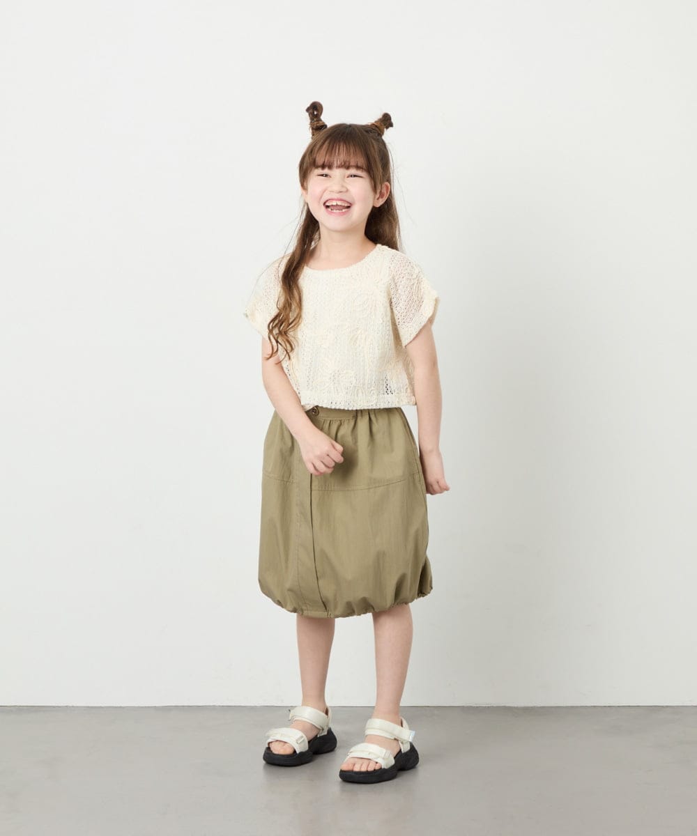 KJHHD75039 a.v.v KIDS(アー・ヴェ・ヴェ) [130-160]【冷感/速乾】裾ドロストスカート カーキ