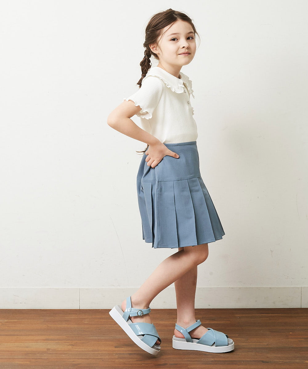 KJHHP20024 a.v.v KIDS(アー・ヴェ・ヴェ) [100-130]ウエストゴムプリーツスカート ブルー