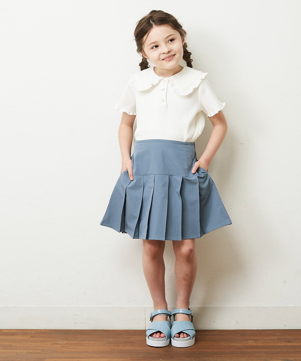 KJHHP20024 a.v.v KIDS(アー・ヴェ・ヴェ) [100-130]ウエストゴムプリーツスカート ブルー