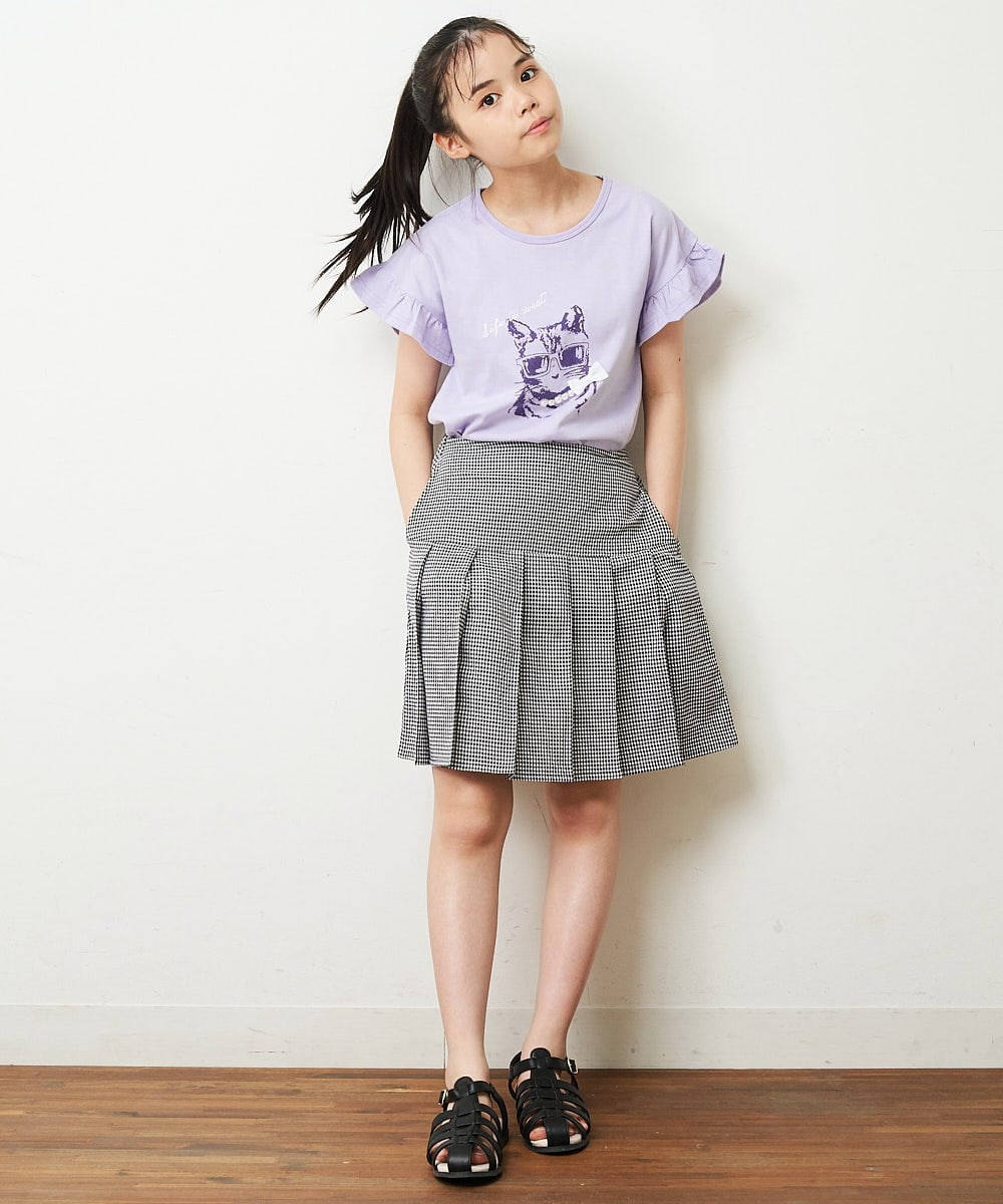 KJHHP20024 a.v.v KIDS(アー・ヴェ・ヴェ) [100-130]ウエストゴムプリーツスカート ブルー