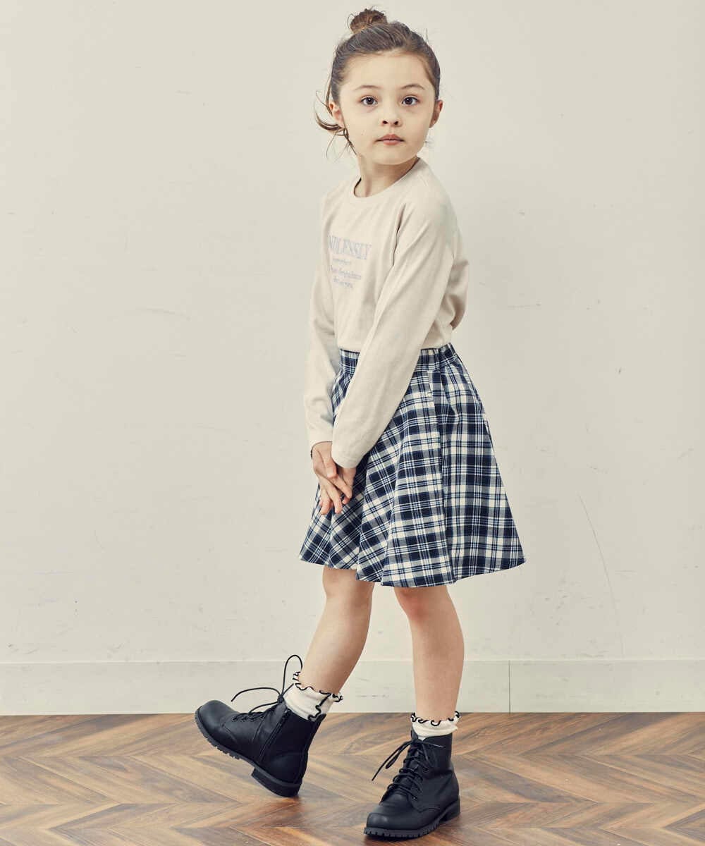 KJHJP31024 a.v.v KIDS(アー・ヴェ・ヴェ) [100-130]チェックフレアスカート ネイビー