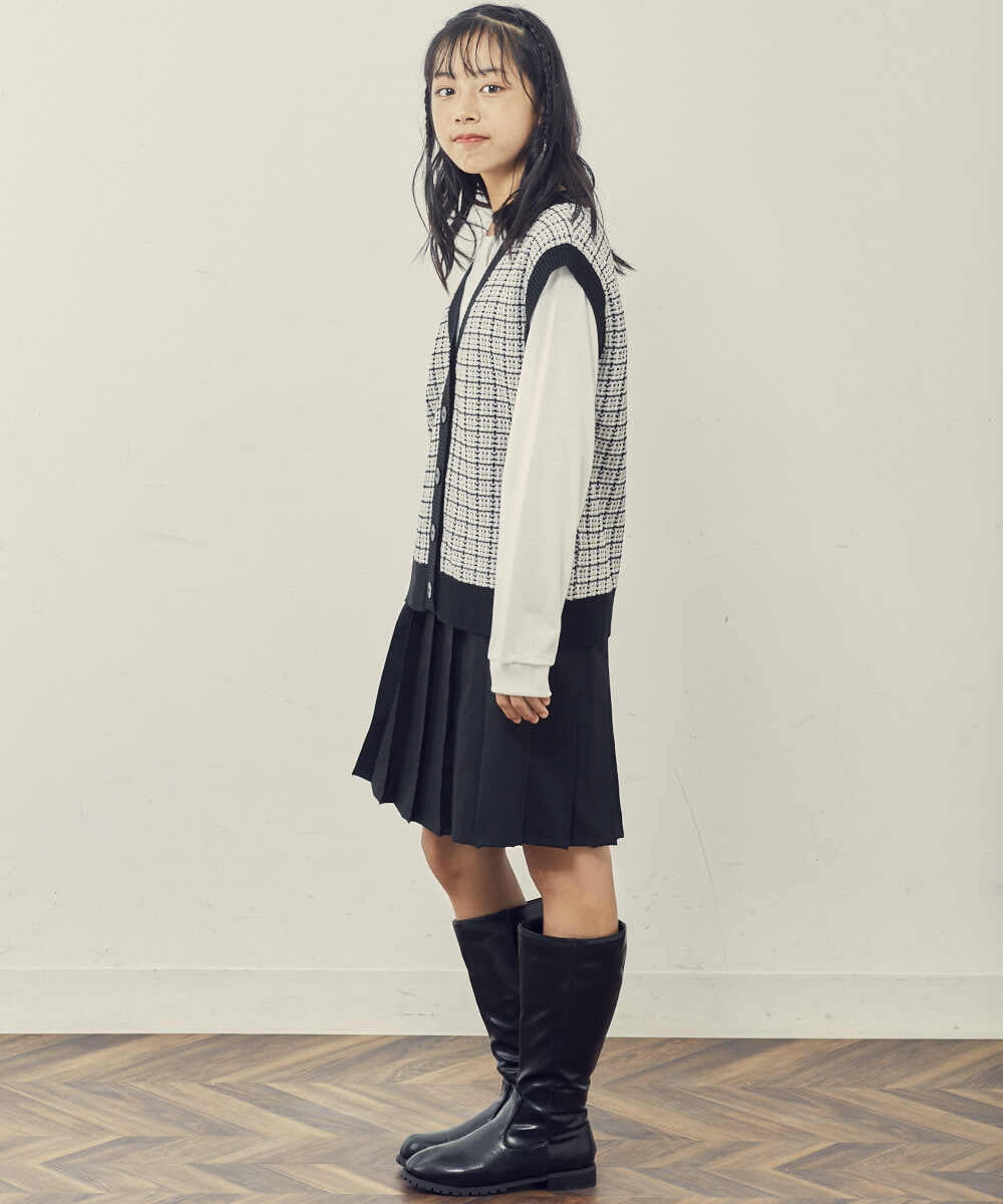 KJHJQ32034 a.v.v KIDS(アー・ヴェ・ヴェ) [140-150]プリーツスカート ブラック