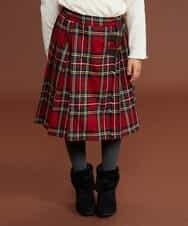 KJHKG01039 a.v.v KIDS(アー・ヴェ・ヴェ) [100-130]チェックプリーツスカート[WEB限定サイズ] レッド