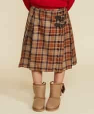 KJHKG01039 a.v.v KIDS(アー・ヴェ・ヴェ) [100-130]チェックプリーツスカート[WEB限定サイズ] ベージュ