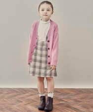 KJHKP41029 a.v.v KIDS(アー・ヴェ・ヴェ) [100-130]サスペンダー付きチェック柄ナロースカート ベージュ