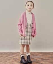 KJHKP41029 a.v.v KIDS(アー・ヴェ・ヴェ) [100-130]サスペンダー付きチェック柄ナロースカート ベージュ