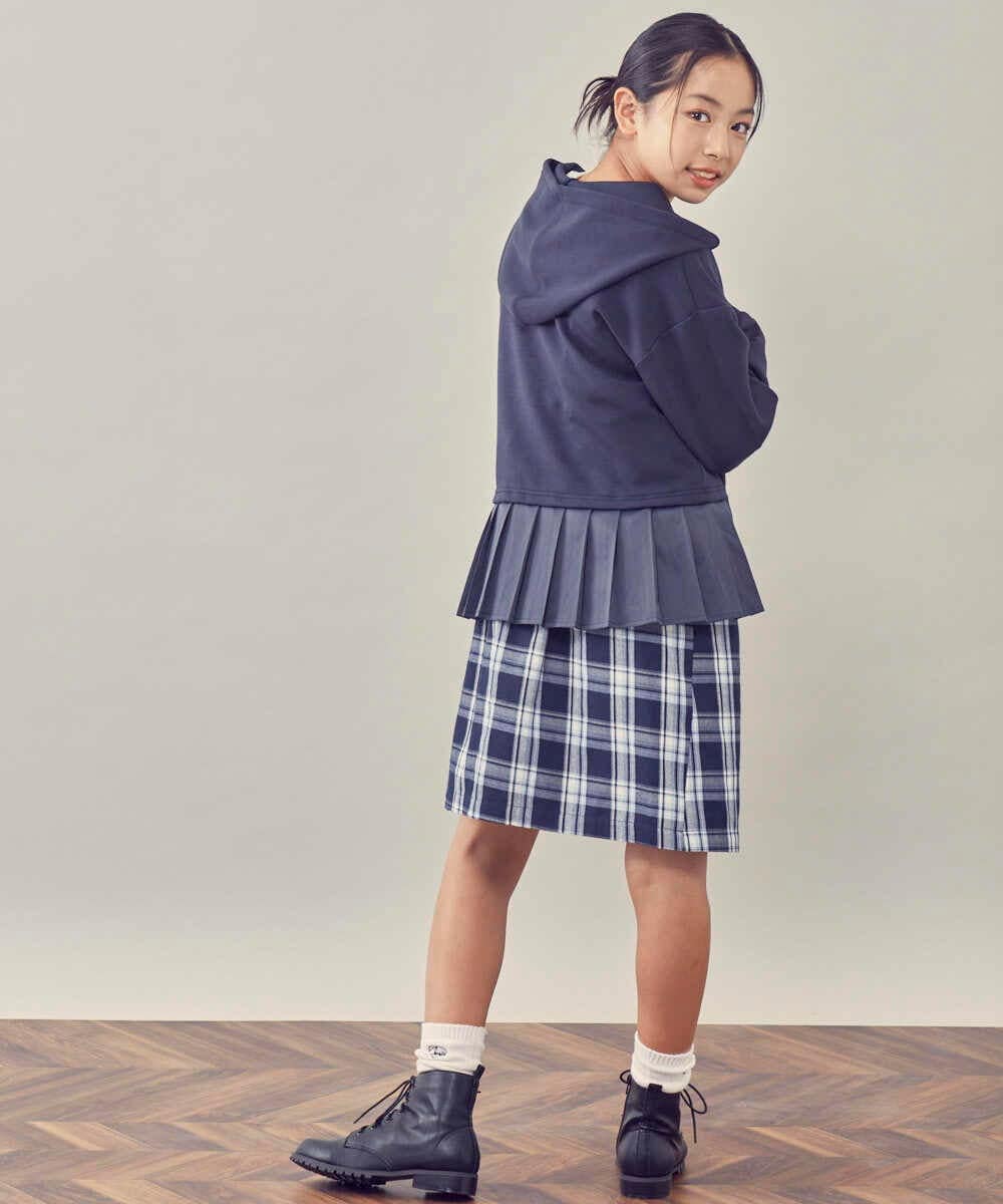 KJHKP41029 a.v.v KIDS(アー・ヴェ・ヴェ) [100-130]サスペンダー付きチェック柄ナロースカート ベージュ