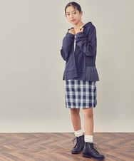 KJHKP41029 a.v.v KIDS(アー・ヴェ・ヴェ) [100-130]サスペンダー付きチェック柄ナロースカート ベージュ