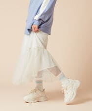 KJHKV42044 a.v.v KIDS(アー・ヴェ・ヴェ) [130]ラメチュールティアードロングスカート アイボリー