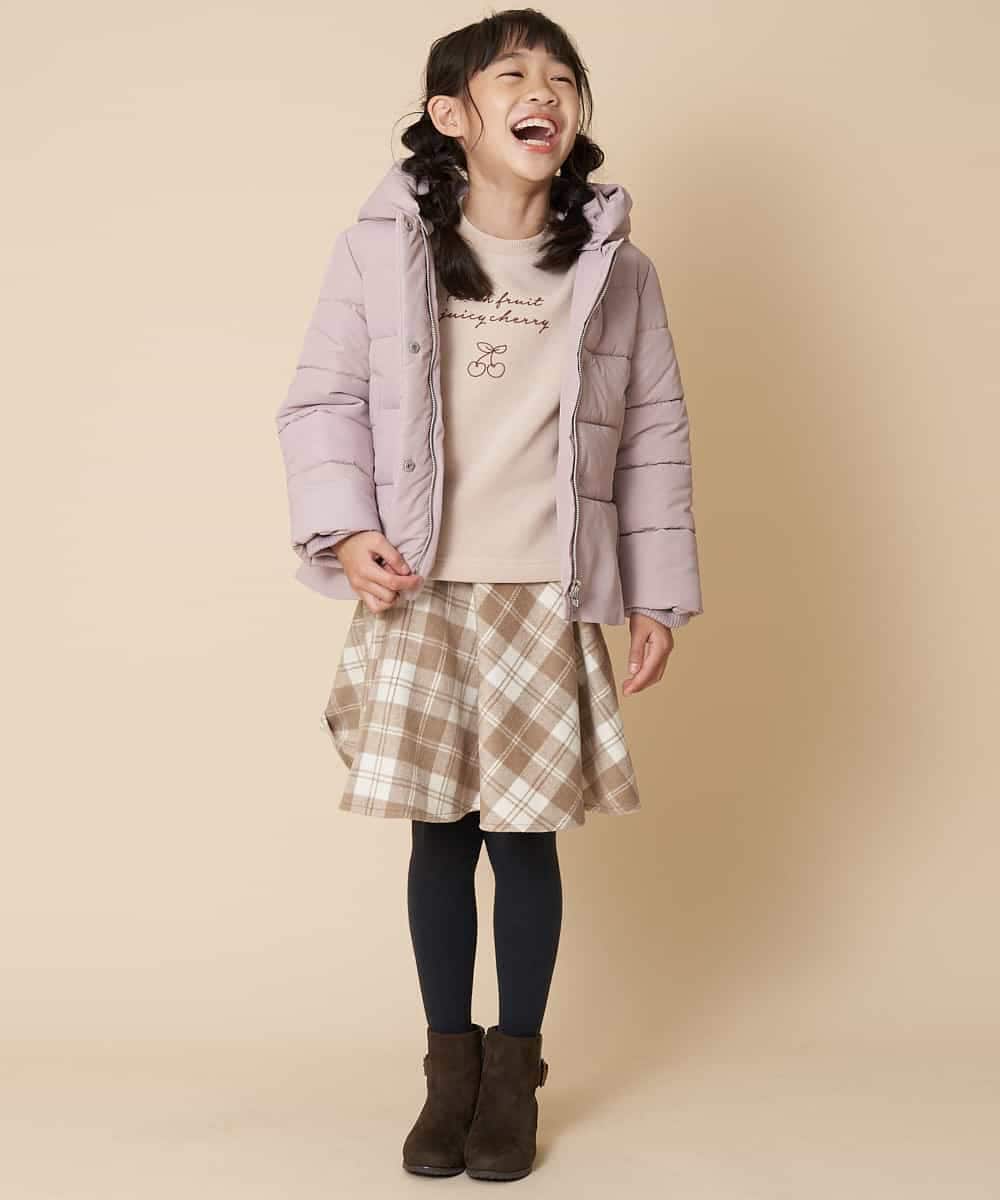 KJHLJ20029 a.v.v KIDS(アー・ヴェ・ヴェ) [100-130]シャギーチェックスカート[WEB限定サイズ] ベージュ