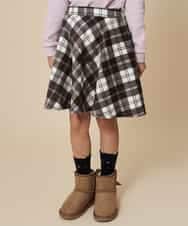 KJHLJ20029 a.v.v KIDS(アー・ヴェ・ヴェ) [100-130]シャギーチェックスカート[WEB限定サイズ] ブラウン