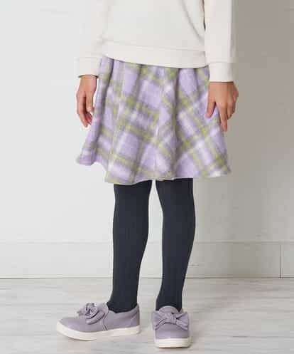 KJHLM61029 a.v.v KIDS [100-130]シャギーチェックフレアスカート