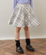 KJHLP60029 a.v.v KIDS(アー・ヴェ・ヴェ) [100-130]シャギーチェックフレアスカート ライトブルー