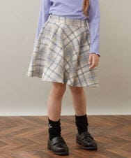 KJHLP60029 a.v.v KIDS(アー・ヴェ・ヴェ) [100-130]シャギーチェックフレアスカート ライトブルー