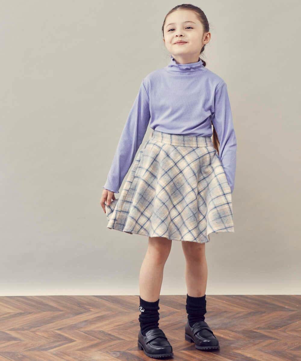 KJHLP60029 a.v.v KIDS(アー・ヴェ・ヴェ) [100-130]シャギーチェックフレアスカート ライトブルー